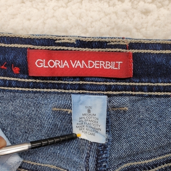 Vtg Gloria Vanderbilt Dk Wash Blue Jeans Wmns 8M 25x30 Hi Waist Tapered 90s Y2K - Picture 2 of 10